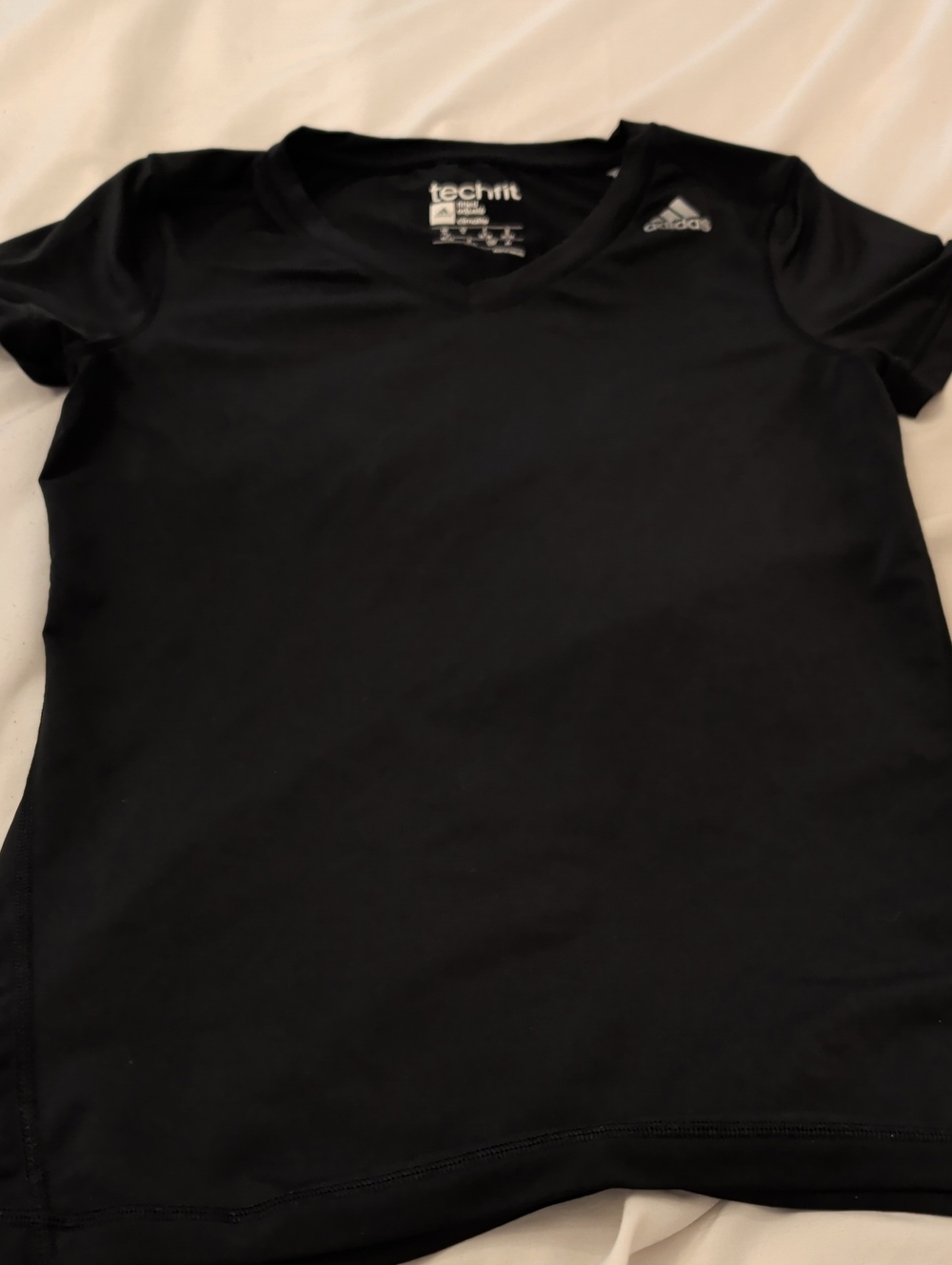 adidas Black V-Neck Techfit Short Sleeve Tee